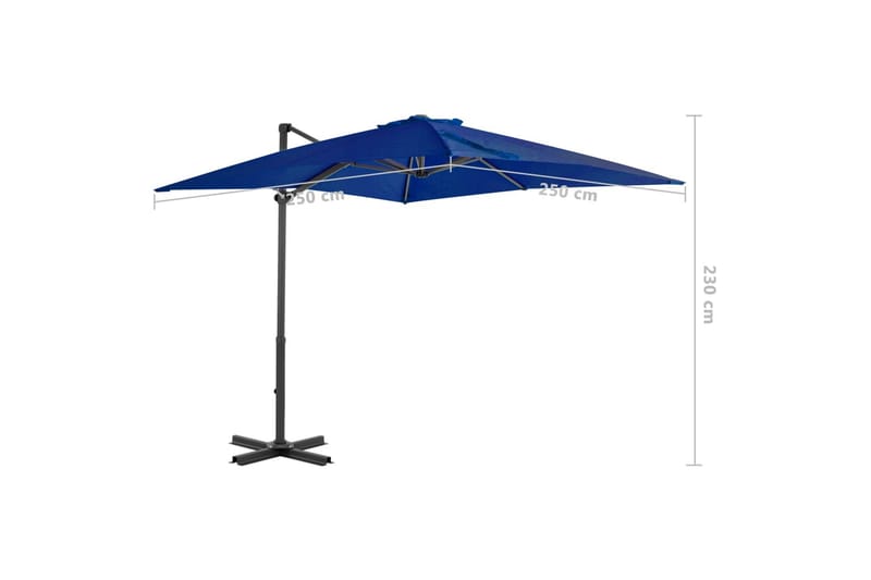 Frihängande parasoll med aluminiumstång azurblå 250x250 cm - Azurblå - Utemöbler - Solskydd - Parasoll - Hängparasoll & frihängande parasoll