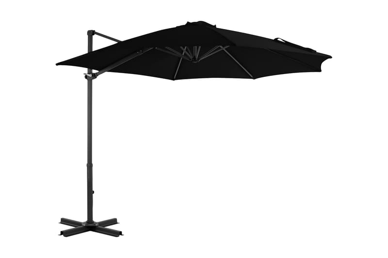 Frihängande parasoll med aluminiumstång svart 300 cm - Svart - Hängparasoll & frihängande parasoll
