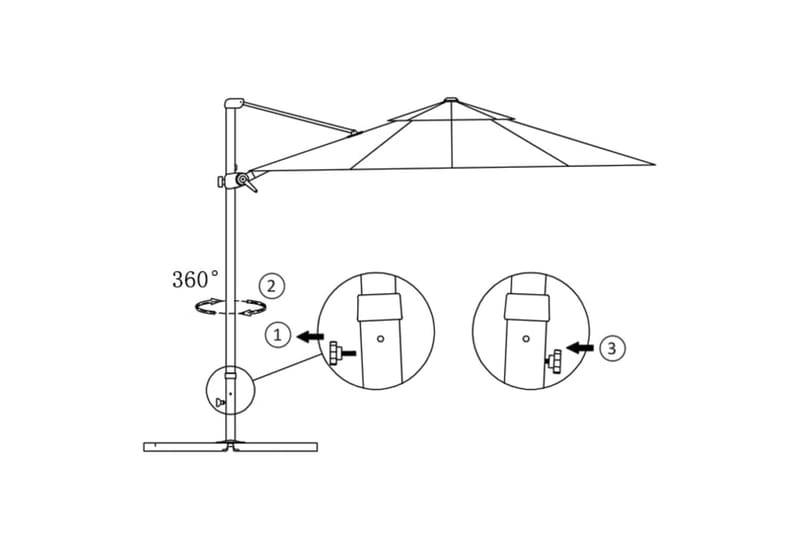 Frihängande parasoll med aluminiumstång svart 300 cm - Svart - Utemöbler - Solskydd - Parasoll - Hängparasoll & frihängande parasoll