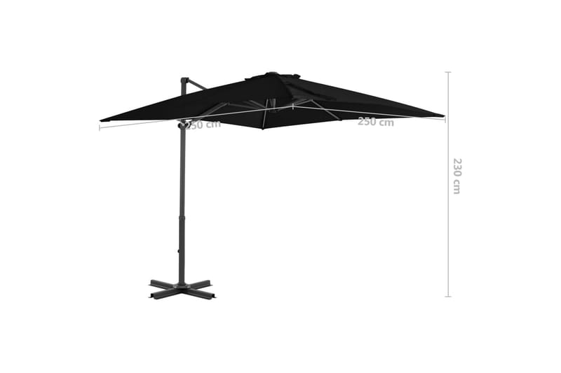 Frihängande parasoll med aluminiumstång svart 250x250 cm - Svart - Hängparasoll & frihängande parasoll