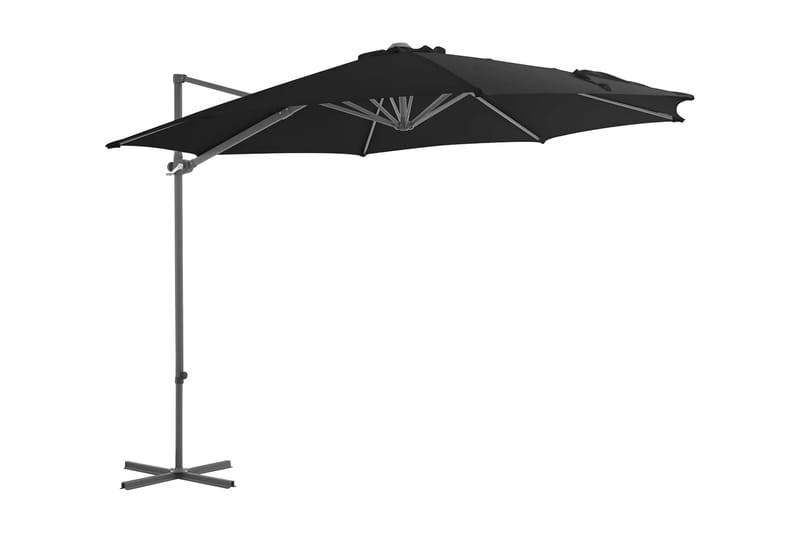 Frihängande parasoll med stålstång svart 300 cm - Svart - Hängparasoll & frihängande parasoll