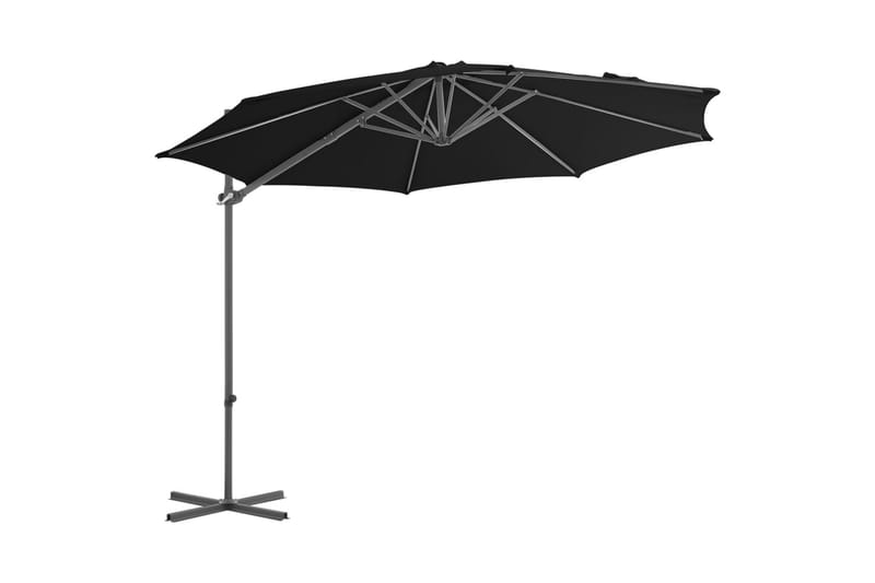 Frihängande parasoll med stålstång svart 300 cm - Svart - Hängparasoll & frihängande parasoll