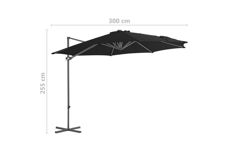 Frihängande parasoll med stålstång svart 300 cm - Svart - Hängparasoll & frihängande parasoll