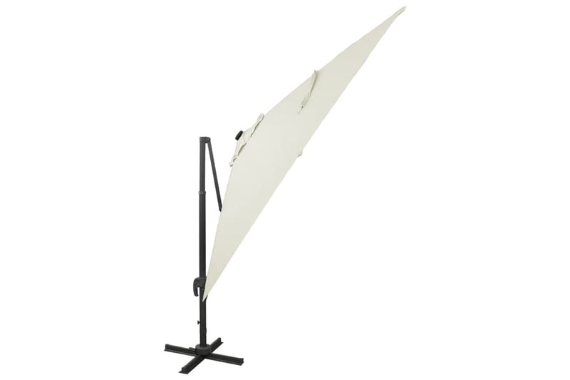 Frihängande parasoll med stång och LED sand 300 cm - Beige - Utemöbler - Solskydd - Parasoll - Hängparasoll & frihängande parasoll