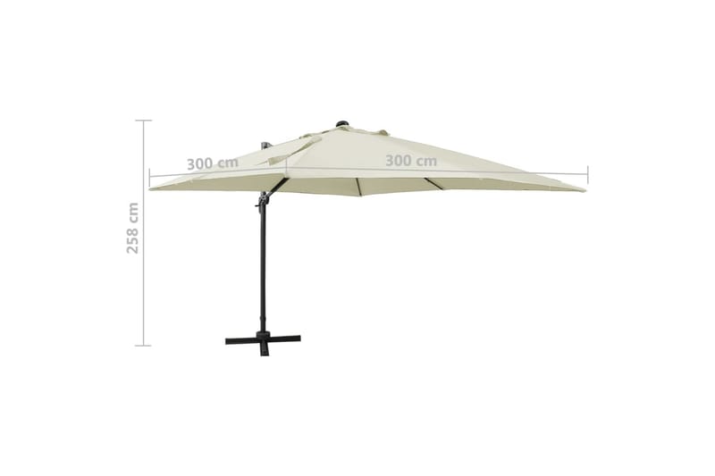 Frihängande parasoll med stång och LED sand 300 cm - Beige - Utemöbler - Solskydd - Parasoll - Hängparasoll & frihängande parasoll