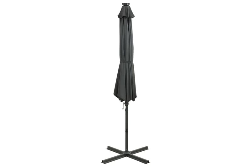 Frihängande parasoll med stång och LED antracit 300 cm - Grå - Utemöbler - Solskydd - Parasoll - Hängparasoll & frihängande parasoll