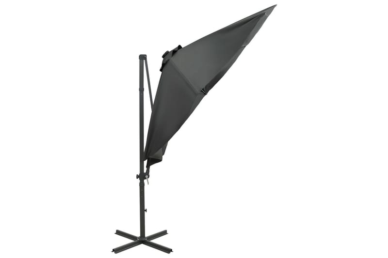 Frihängande parasoll med stång och LED antracit 300 cm - Grå - Utemöbler - Solskydd - Parasoll - Hängparasoll & frihängande parasoll