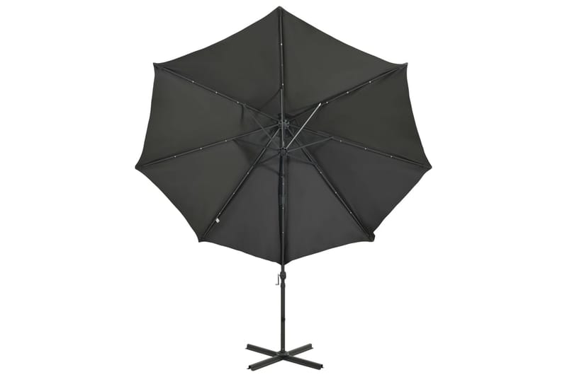 Frihängande parasoll med stång och LED antracit 300 cm - Grå - Utemöbler - Solskydd - Parasoll - Hängparasoll & frihängande parasoll