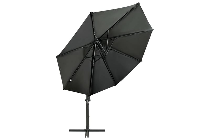 Frihängande parasoll med stång och LED antracit 300 cm - Grå - Utemöbler - Solskydd - Parasoll - Hängparasoll & frihängande parasoll