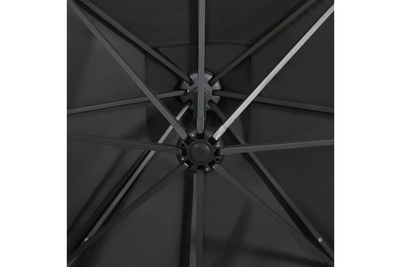 Frihängande parasoll med stång och LED antracit 300 cm - Grå - Hängparasoll & frihängande parasoll