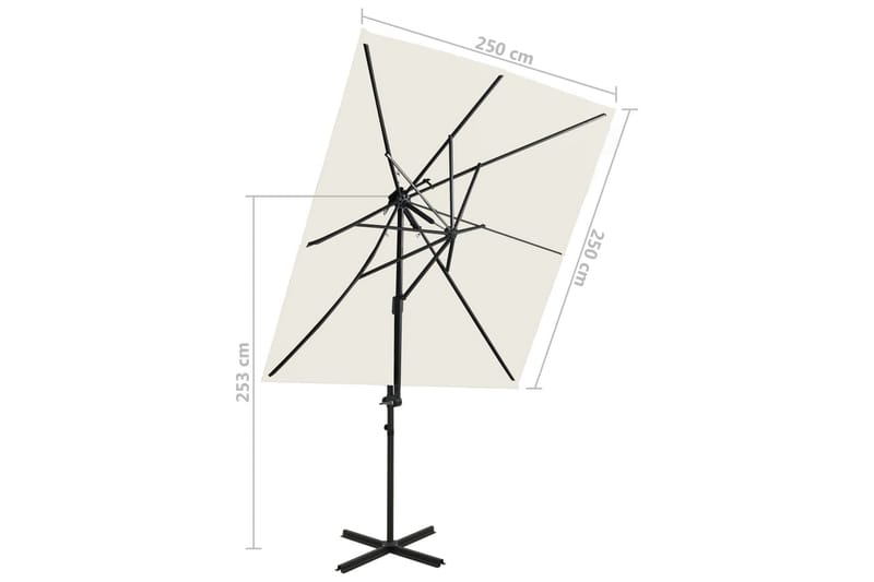 Frihängande parasoll med ventilation sand 250x250 cm - Beige - Utemöbler - Solskydd - Parasoll - Hängparasoll & frihängande parasoll