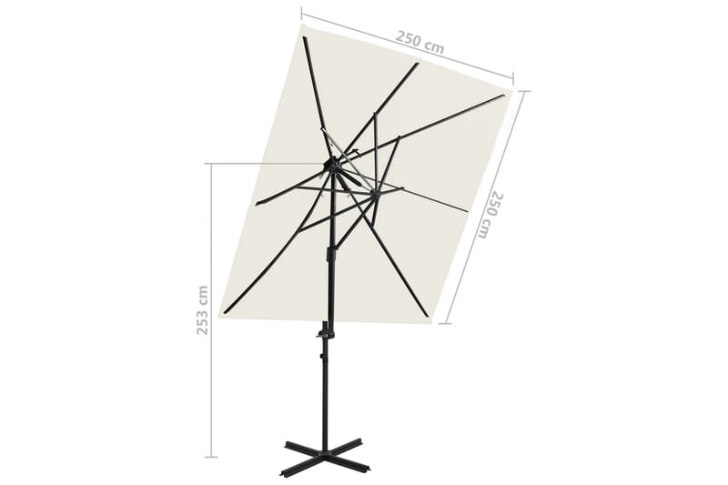 Frihängande parasoll med ventilation sand 250x250 cm - Beige - Hängparasoll & frihängande parasoll