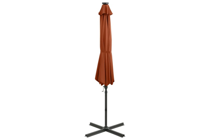Frihängande parasoll med stång och LED terrakotta 300 cm - Brun - Utemöbler - Solskydd - Parasoll - Hängparasoll & frihängande parasoll