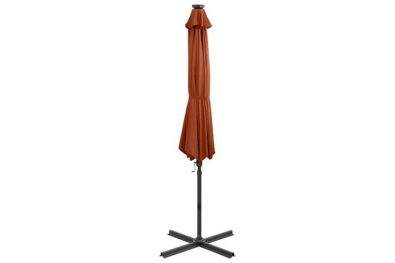 Frihängande parasoll med stång och LED terrakotta 300 cm - Brun - Hängparasoll & frihängande parasoll