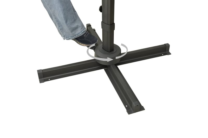 Frihängande parasoll med stång och LED svart 300 cm - Svart - Utemöbler - Solskydd - Parasoll - Hängparasoll & frihängande parasoll