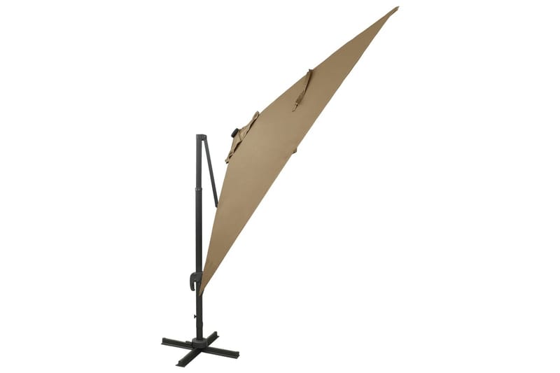 Frihängande parasoll med stång och LED taupe 300 cm - Brun - Utemöbler - Solskydd - Parasoll - Hängparasoll & frihängande parasoll