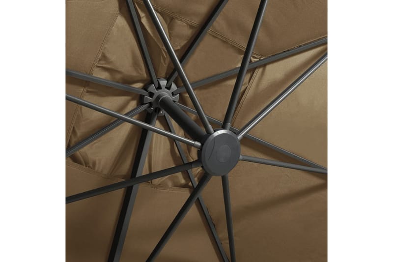 Frihängande parasoll med stång och LED taupe 300 cm - Brun - Utemöbler - Solskydd - Parasoll - Hängparasoll & frihängande parasoll
