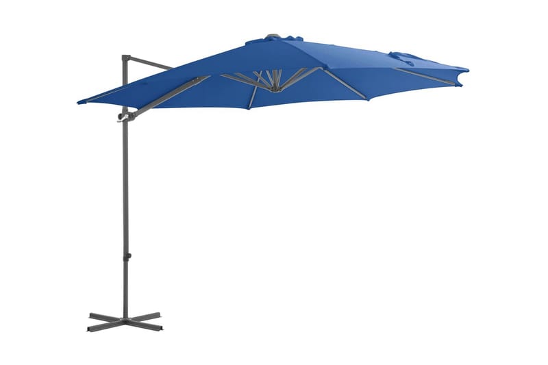 Frihängande parasoll med stålstång azurblå 300 cm - Azurblå - Hängparasoll & frihängande parasoll