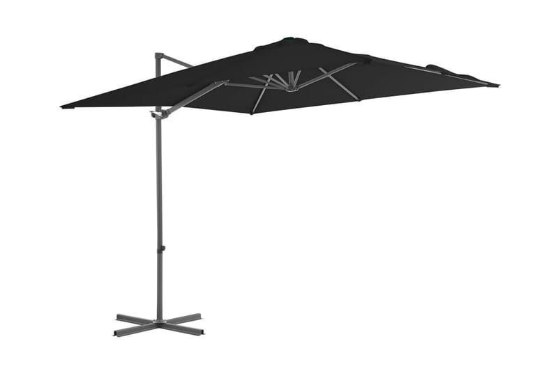 Frihängande parasoll med stålstång svart 250x250 cm - Svart - Utemöbler - Solskydd - Parasoll - Hängparasoll & frihängande parasoll