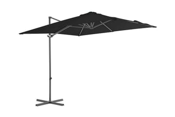 Frihängande parasoll med stålstång svart 250x250 cm