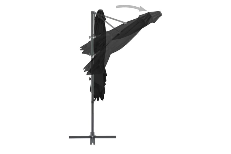 Frihängande parasoll med stålstång svart 250x250 cm - Svart - Hängparasoll & frihängande parasoll
