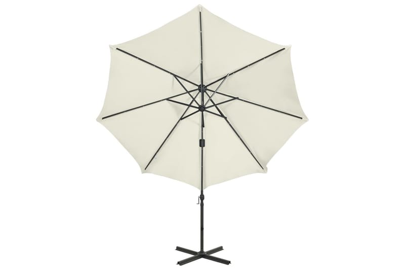Frihängande parasoll med stång och LED sand 300 cm - Beige - Utemöbler - Solskydd - Parasoll - Hängparasoll & frihängande parasoll