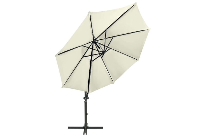 Frihängande parasoll med stång och LED sand 300 cm - Beige - Utemöbler - Solskydd - Parasoll - Hängparasoll & frihängande parasoll