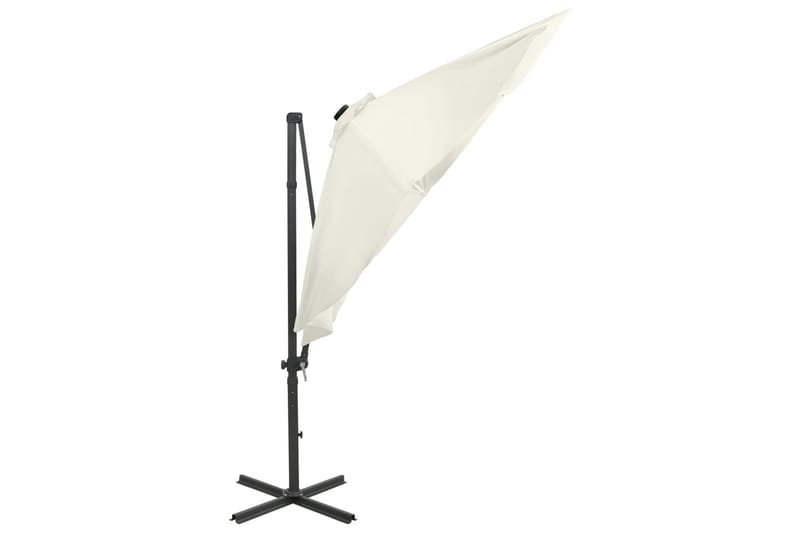 Frihängande parasoll med stång och LED sand 300 cm - Beige - Utemöbler - Solskydd - Parasoll - Hängparasoll & frihängande parasoll