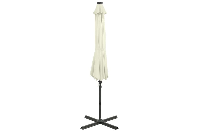 Frihängande parasoll med stång och LED sand 300 cm - Beige - Utemöbler - Solskydd - Parasoll - Hängparasoll & frihängande parasoll