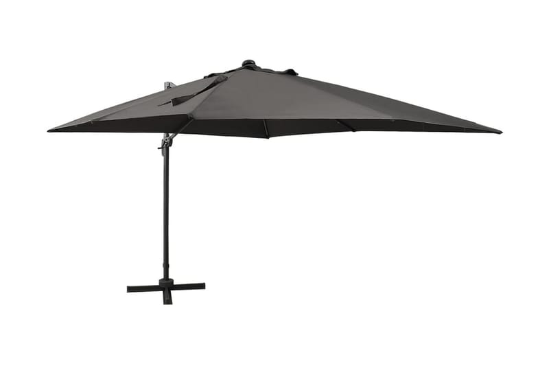 Frihängande parasoll med stång och LED antracit 300 cm - Grå - Utemöbler - Solskydd - Parasoll - Hängparasoll & frihängande parasoll