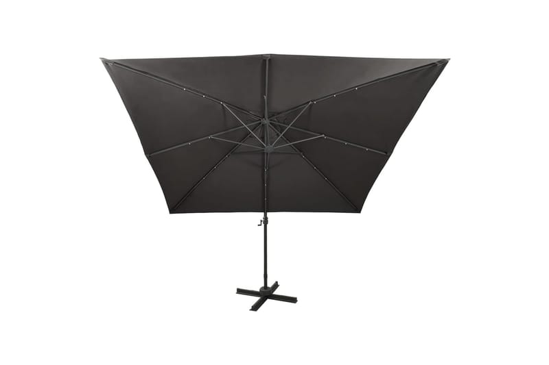 Frihängande parasoll med stång och LED antracit 300 cm - Grå - Hängparasoll & frihängande parasoll