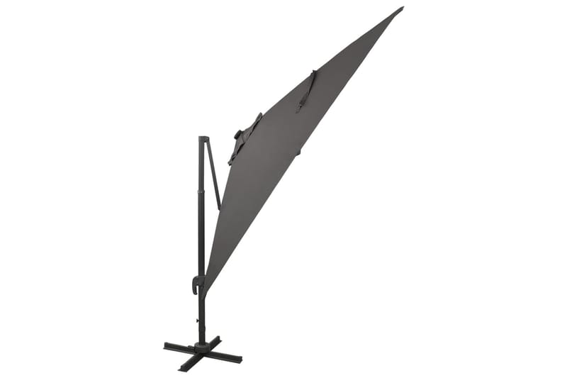 Frihängande parasoll med stång och LED antracit 300 cm - Grå - Utemöbler - Solskydd - Parasoll - Hängparasoll & frihängande parasoll