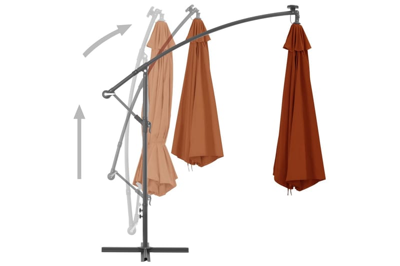 Frihängande parasoll med LED terrakotta 350 cm - Brun - Utemöbler - Solskydd - Parasoll - Hängparasoll & frihängande parasoll