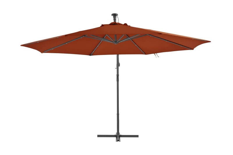 Frihängande parasoll med LED terrakotta 350 cm - Brun - Utemöbler - Solskydd - Parasoll - Hängparasoll & frihängande parasoll