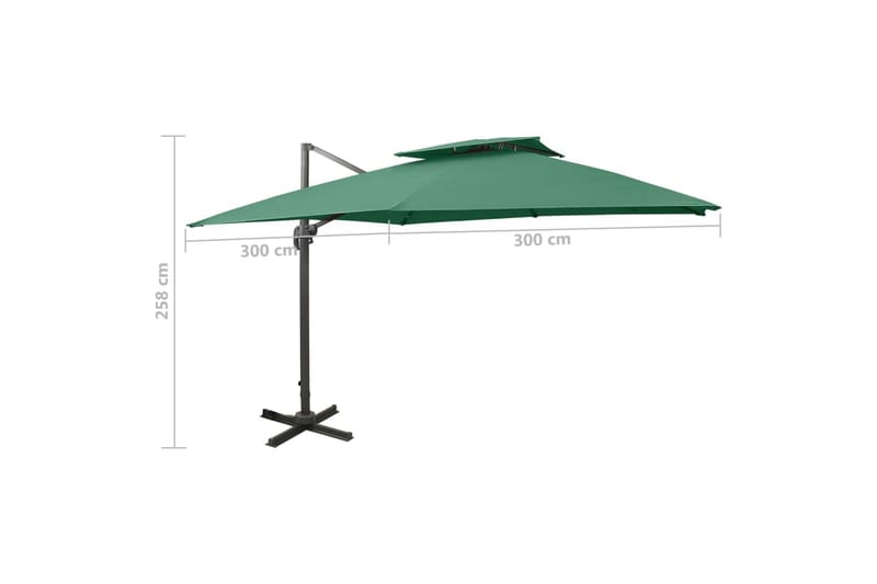 Frihängande parasoll med ventilation 300x300 cm grön - Grön - Utemöbler - Solskydd - Parasoll - Hängparasoll & frihängande parasoll