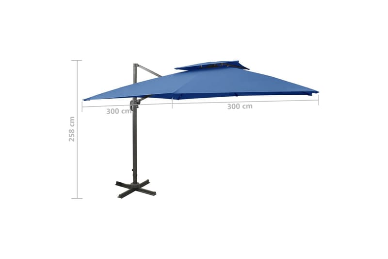 Frihängande parasoll med ventilation 300x300 cm azurblå - Blå - Utemöbler - Solskydd - Parasoll - Hängparasoll & frihängande parasoll
