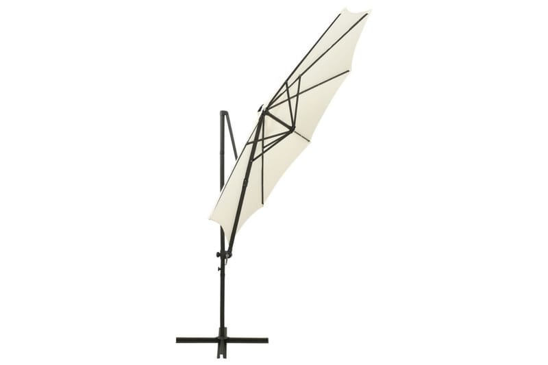 Frihängande parasoll med stång och LED sand 300 cm - Beige - Hängparasoll & frihängande parasoll