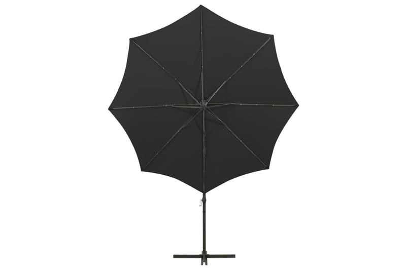Frihängande parasoll med stång och LED svart 300 cm - Svart - Utemöbler - Solskydd - Parasoll - Hängparasoll & frihängande parasoll