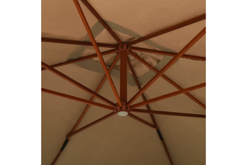 Frihängande parasoll med trästång 400x300 cm taupe - Taupe - Utemöbler - Solskydd - Parasoll - Hängparasoll & frihängande parasoll