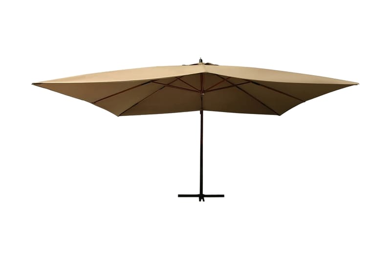 Frihängande parasoll med trästång 400x300 cm taupe - Taupe - Utemöbler - Solskydd - Parasoll - Hängparasoll & frihängande parasoll