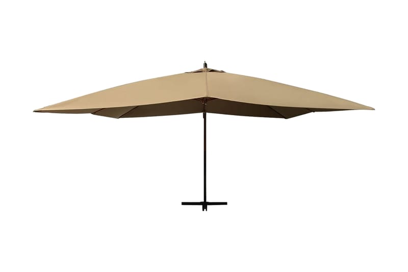 Frihängande parasoll med trästång 400x300 cm taupe - Taupe - Utemöbler - Solskydd - Parasoll - Hängparasoll & frihängande parasoll