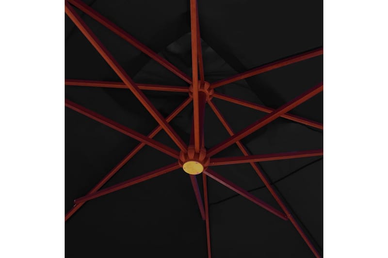 Hängande parasoll med trästång 400x300 cm svart - Svart - Hängparasoll & frihängande parasoll