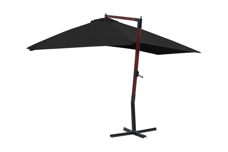 Hängande parasoll med trästång 400x300 cm svart - Svart - Hängparasoll & frihängande parasoll