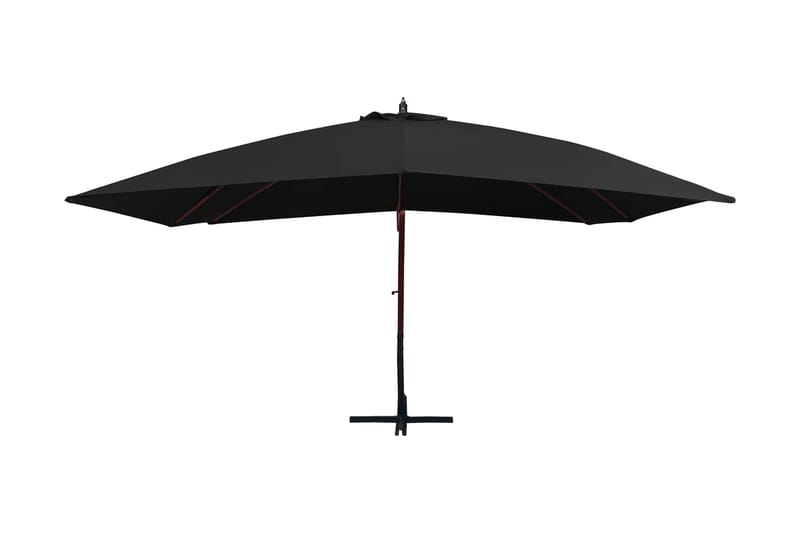 Hängande parasoll med trästång 400x300 cm svart - Svart - Utemöbler - Solskydd - Parasoll - Hängparasoll & frihängande parasoll