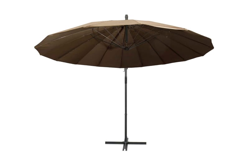 Hängande parasoll taupe 3 m aluminiumstång - Brun - Utemöbler - Solskydd - Parasoll - Hängparasoll & frihängande parasoll