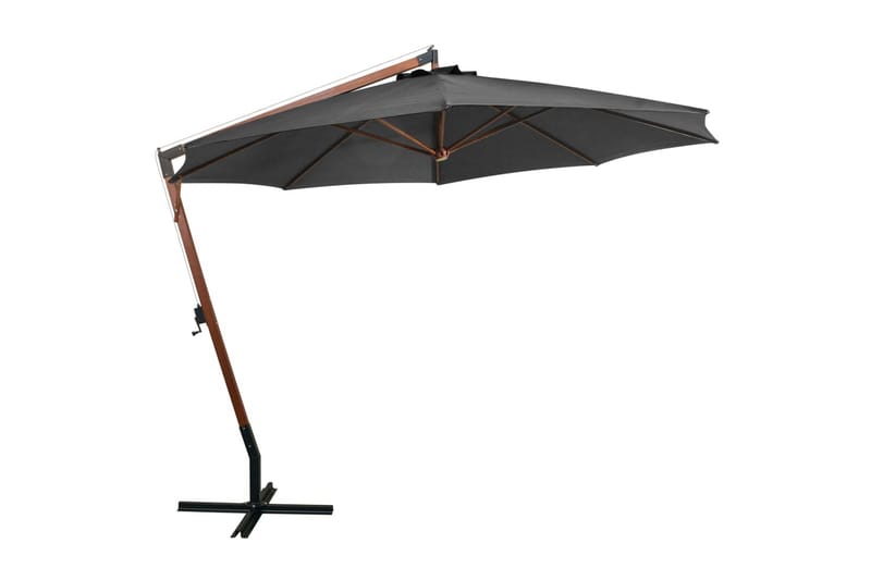 Hängande parasoll med stolpe antracit 3,5x2,9 massivt grantr - Antracit - Hängparasoll & frihängande parasoll