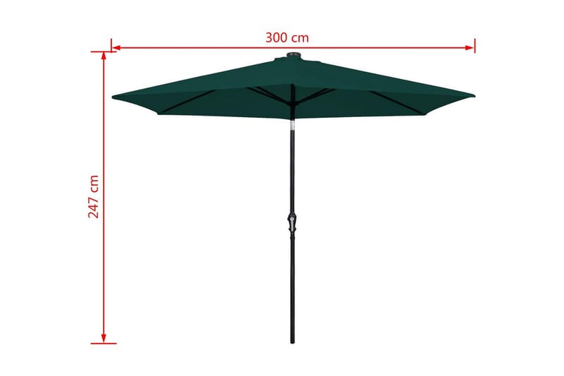 LED Frihängande parasoll 3 m grönt - Grön - Hängparasoll & frihängande parasoll