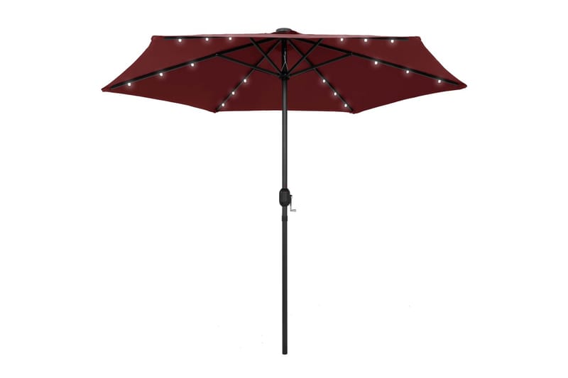 Parasoll med LED-lampor och aluminiumstång 270 cm vinröd - Röd - Parasoll