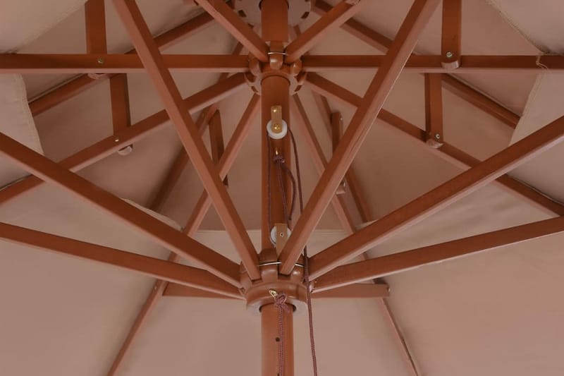 Parasoll med två nivåer 270 cm trästång taupe - Brun - Parasoll
