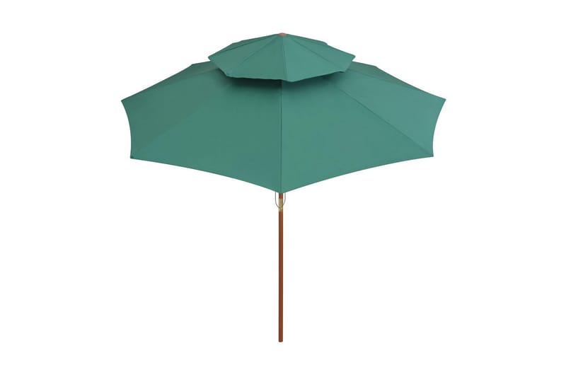 Parasoll med två nivåer 270x270 cm trästång grön - Grön - Parasoll